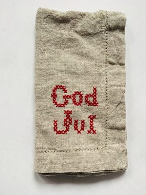 Linserviett "God Jul" rød 45x45 cm