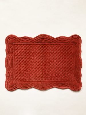 Spisebrikke quiltet 35x50 cm velur rød