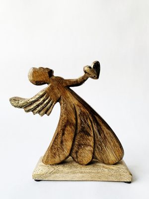 Engel tre/metall h 22 cm