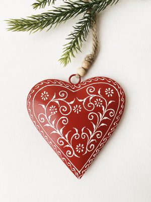 Metallhjerte B heng rød 11x10,5 cm