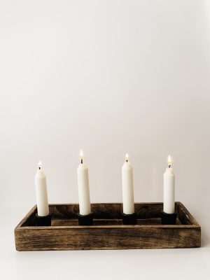 Adventsfat tre/metall 24x16 cm