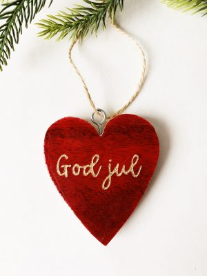Trehjerte heng rød - display 38 stk "god jul"