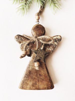 Treengel m stjerne heng h 15 cm