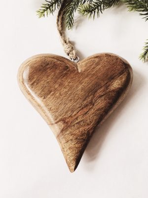 Trehjerte natur heng L h 16 cm