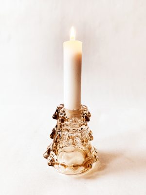Lysestake glass-tre S 7x8 cm cognac