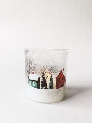Lysglass frostet h 8 cm landsby