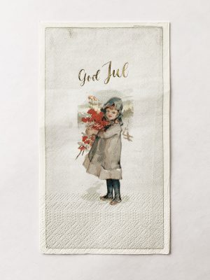 Serviett buffet "god jul" pike med blomster