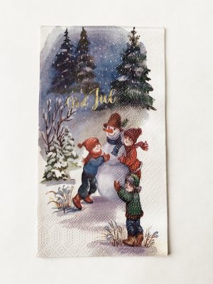 Serviett buffet "god jul" barn og snømann