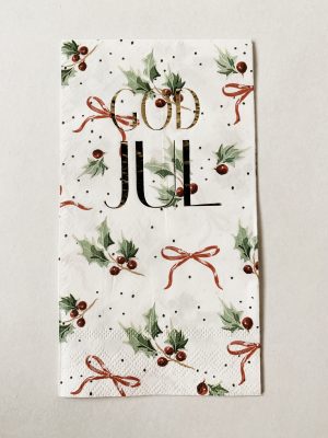 Serviett buffet "GOD JUL" bær og sløyfer