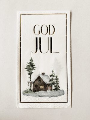 Serviett buffet "GOD JUL" hus og snømann