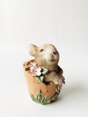 Kanin i blomsterpotte 7x9 cm