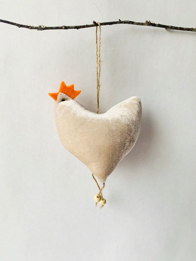 Heng høne tekstil 21×9 cm natur