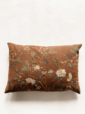 Putetrekk brodert blomster/fugl 40x60 cm