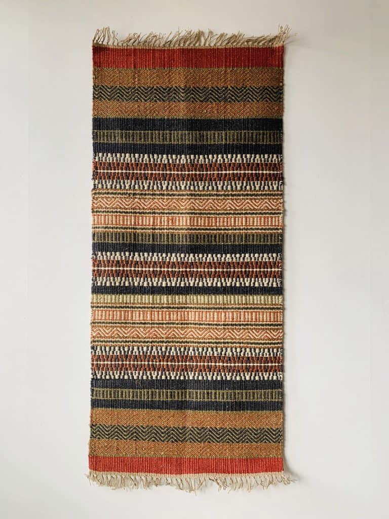 Teppe kelim striper mørk 50×160 cm
