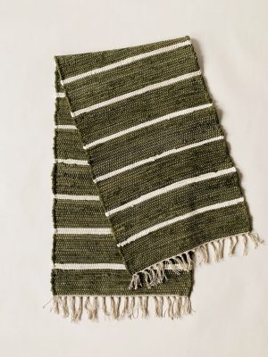 Løper bomull striper 40x140 cm grønn