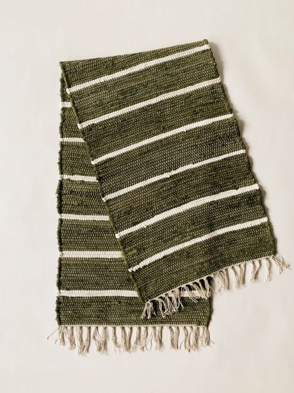 Løper bomull striper 40x140 cm grønn