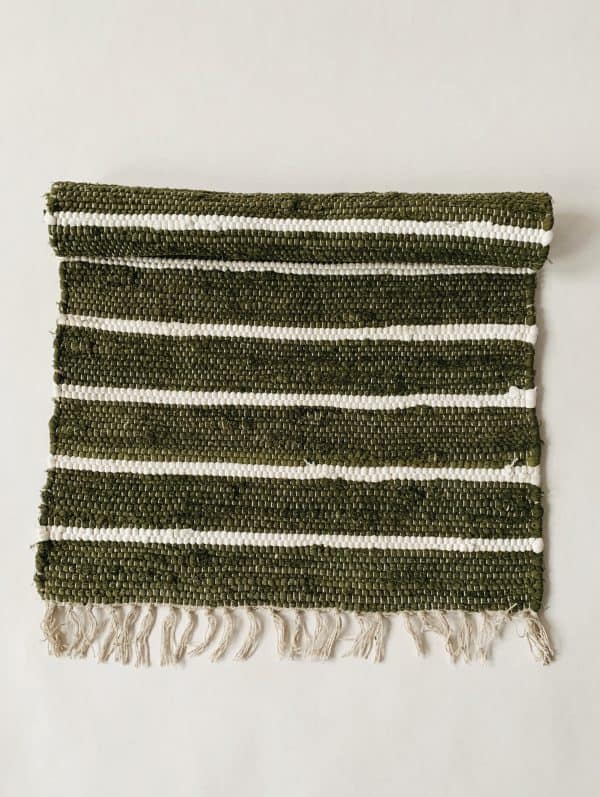 Rye bomull striper 60x160 cm grønn