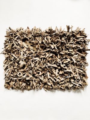 Dørmatte/rye skinn m lange remser 50x70 cm sand