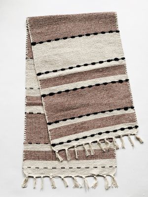 Løper bomull striper 40x140 cm brun/creme