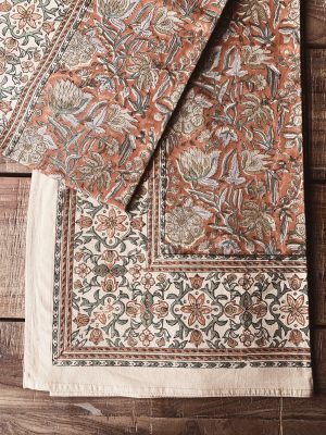 Duk Åse 140x320 cm brun med blomster 100% bomull