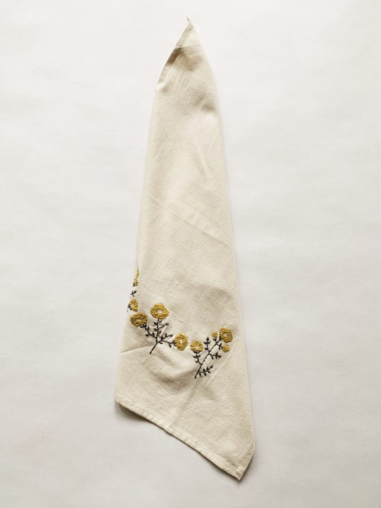 Kjøkkenhåndkle 50×70 gule blomster