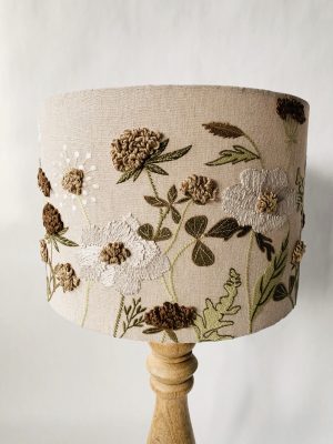 Lampeskjerm broderi 25x34 cm natur