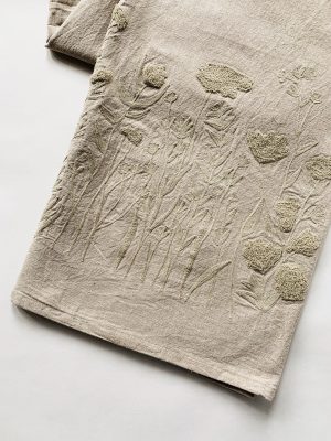 Duk brodert natur 140x350 cm