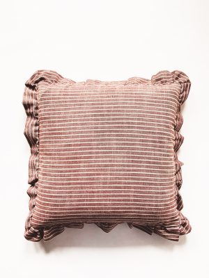 Putetrekk stripet m kappe 45x45 cm plomme