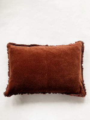 Pute velur m frynser 40x60 cm rust