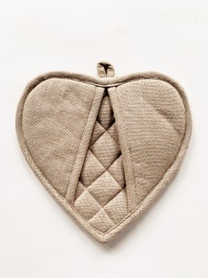 Gryteklut hjerte velur 20x20 cm sand