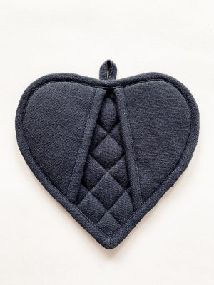 Gryteklut hjerte velur 20x20 cm blågrå