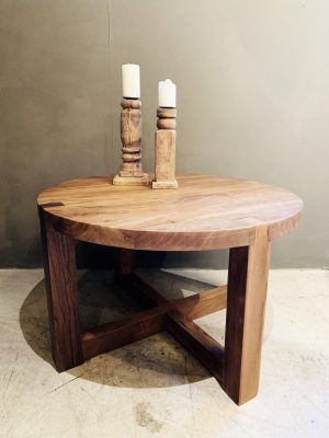 Salongbord d:80cm resirkulert tre brunt