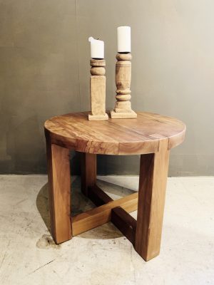 Salongbord d:60cm resirkulert tre brunt